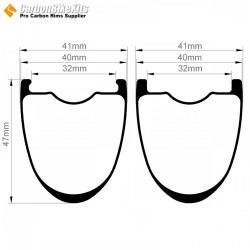 [Ultralight] 400g 700C 47x40mm Carbon Tubeless Gravel / CX / MTB / Beach Racer Wheels Rim